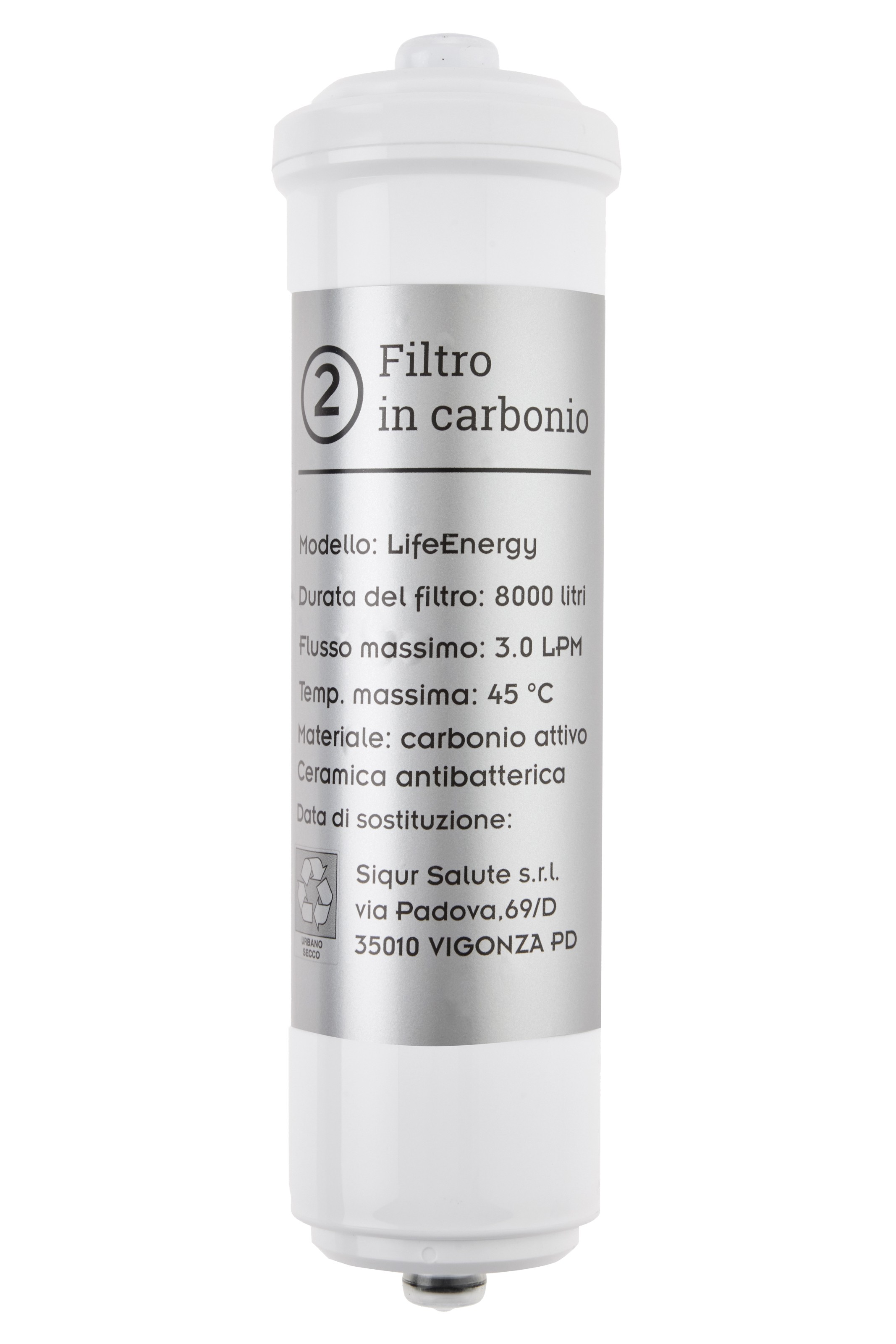 Filtro a carbone attivo per ionizzatore d'acqua tipo 2